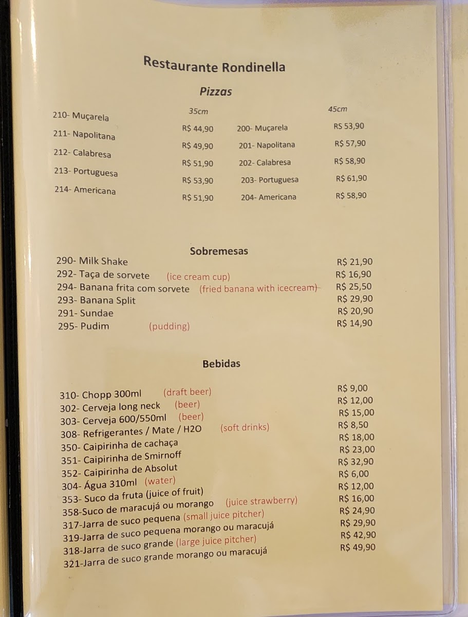Rondinella Menu - Image 1